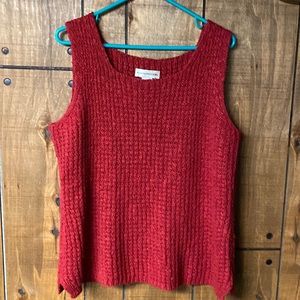 Evan-Picone loose knitted Sleeveless top XL Maroon  Ramie/cotton  Machine wash